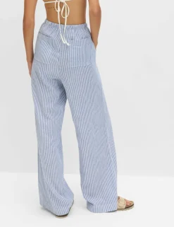 Linen Blend Wide Leg Trousers