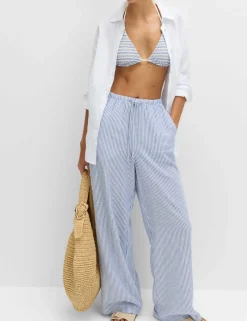Linen Blend Wide Leg Trousers