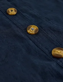 Linen Button Detail Mini Shift Dress