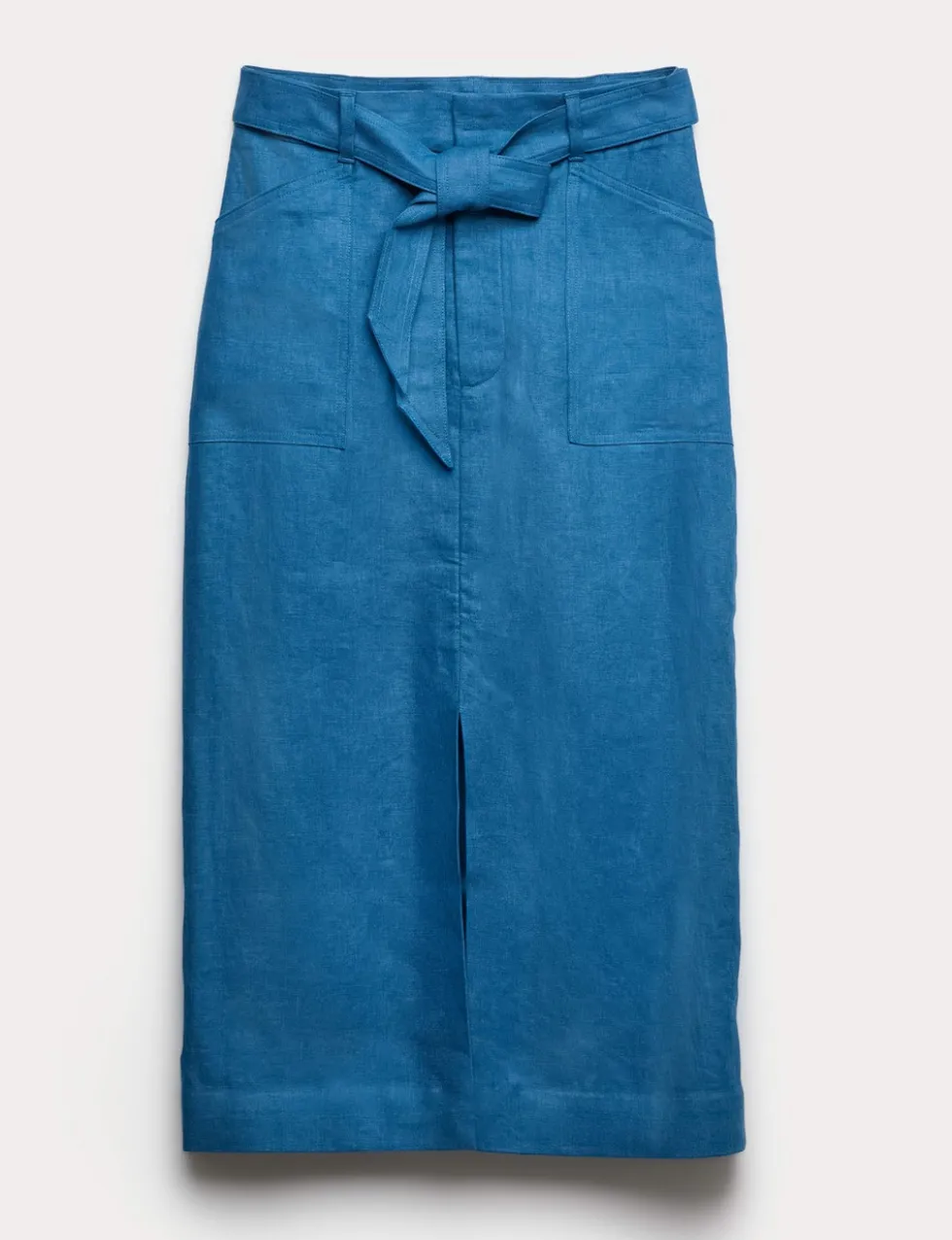 Linen Column Midi Skirt