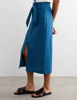 Linen Column Midi Skirt
