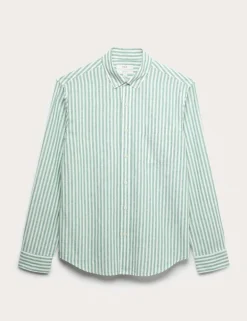Linen Cotton Blend Striped Shirt