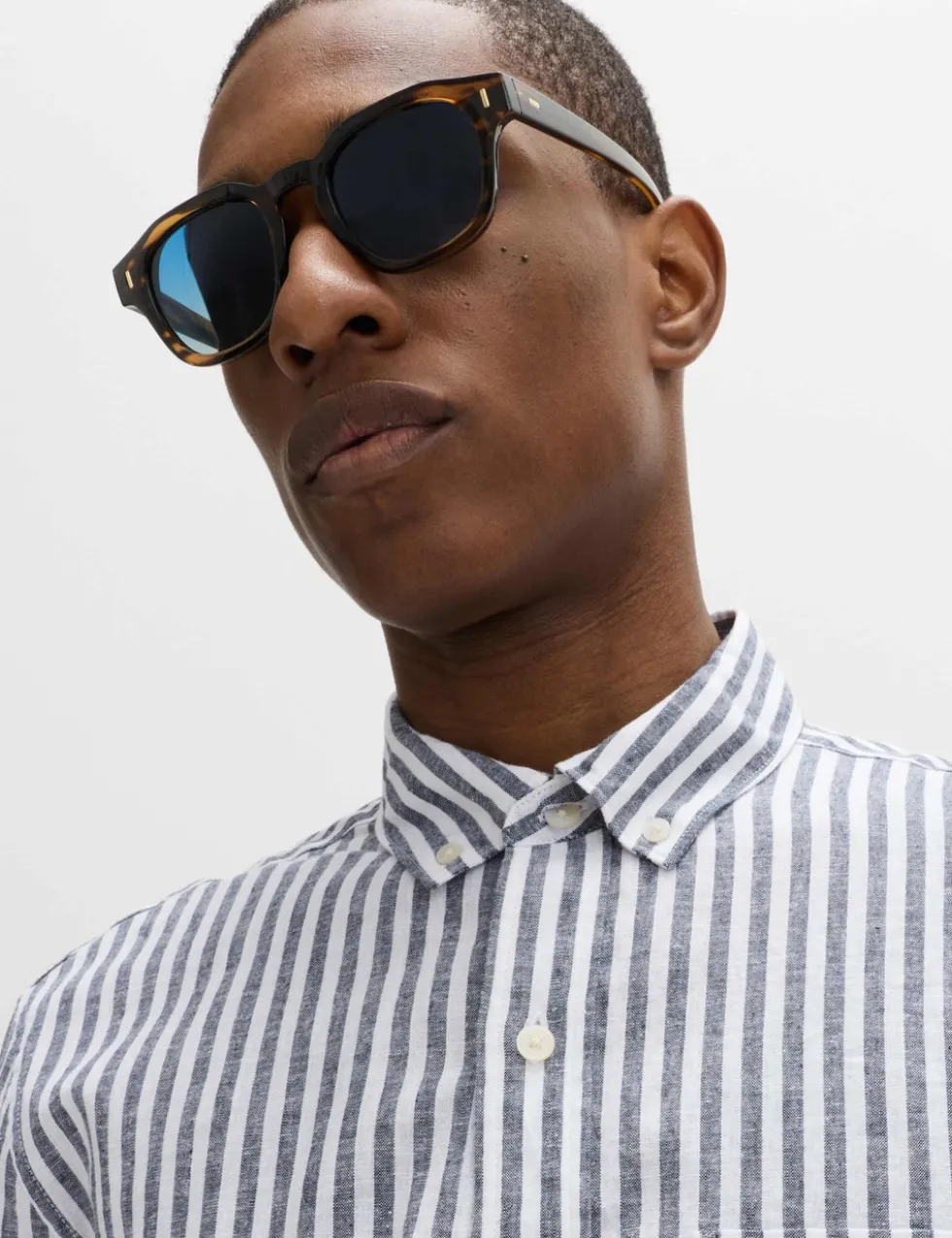 Linen Cotton Blend Striped Shirt
