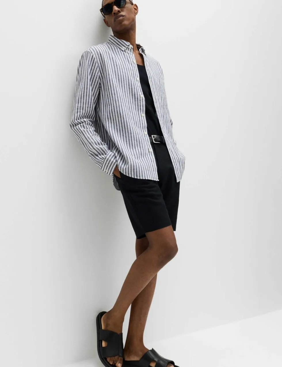 Linen Cotton Blend Striped Shirt