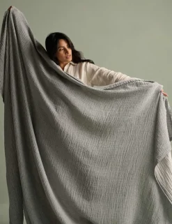 Linen Cotton Blend Textured Throw