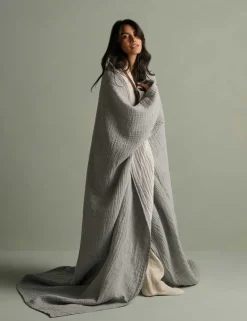 Linen Cotton Blend Textured Throw
