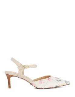Linen Floral Stiletto Heel Court Shoes