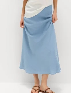 Linen Look Midaxi Slip Skirt