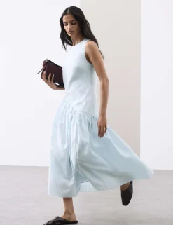 Linen Rich Asymmetric Midaxi Dress