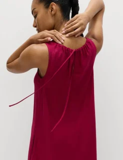 Linen Rich Bead Detail Maxi Shift Dress