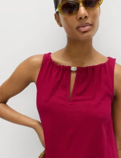 Linen Rich Bead Detail Maxi Shift Dress
