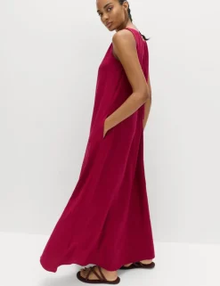 Linen Rich Bead Detail Maxi Shift Dress