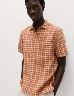 Linen Rich Check Short Sleeve Shirt