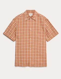 Linen Rich Check Short Sleeve Shirt