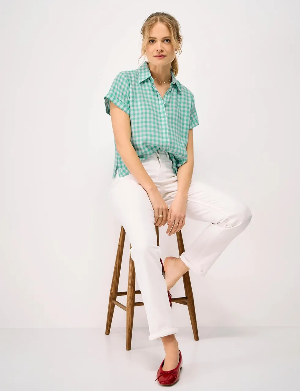 Linen Rich Checked Relaxed Shirt