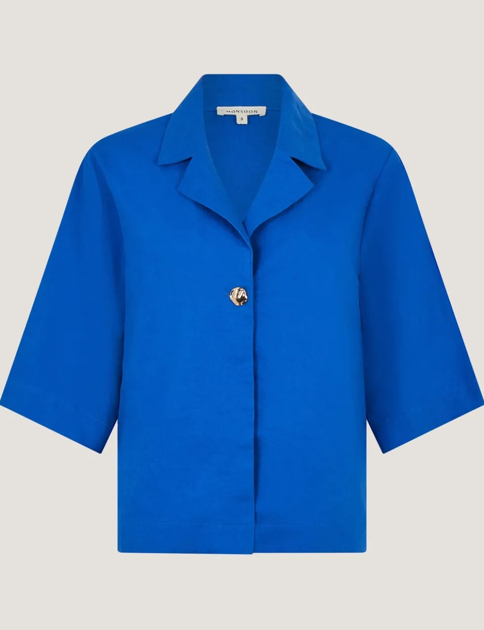 Linen Rich Collared Button Detail Shirt