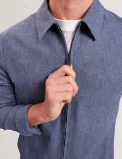 Linen Rich Collared Harrington Jacket
