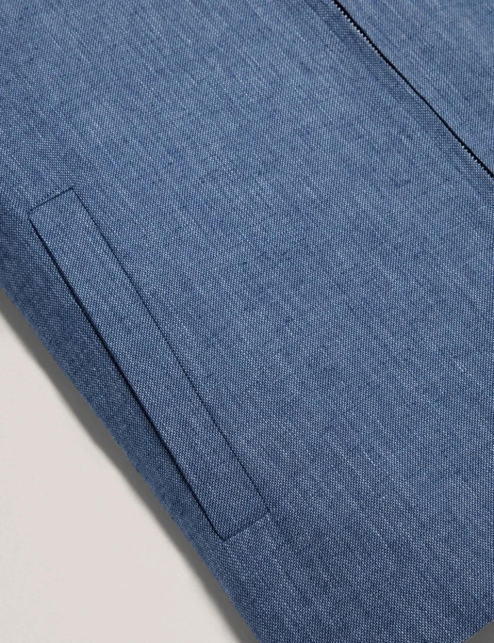 Linen Rich Collared Harrington Jacket