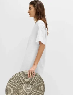 Linen Rich Collared Mini Shift Dress