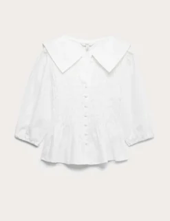Linen Rich Collared Shirred Shirt