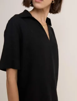 Linen Rich Collared V-Neck T-Shirt