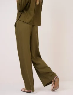Linen Rich Drawstring Straight Leg Trousers
