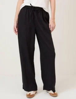 Linen Rich Drawstring Straight Leg Trousers