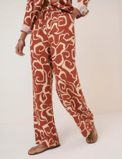 Linen Rich Drawstring Straight Leg Trousers