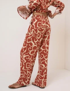 Linen Rich Drawstring Straight Leg Trousers