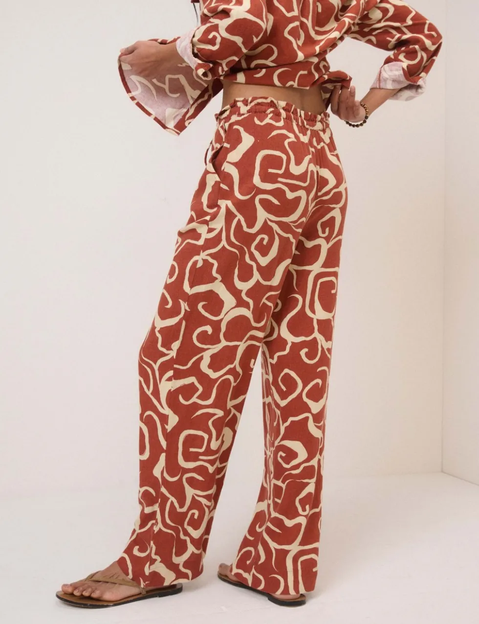 Linen Rich Drawstring Straight Leg Trousers