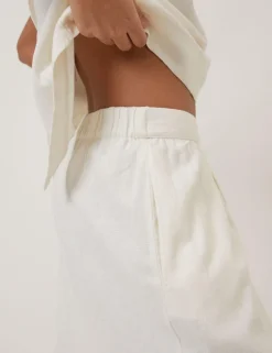 Linen Rich Drawstring Straight Leg Trousers