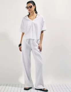 Linen Rich Drawstring Tapered Trousers