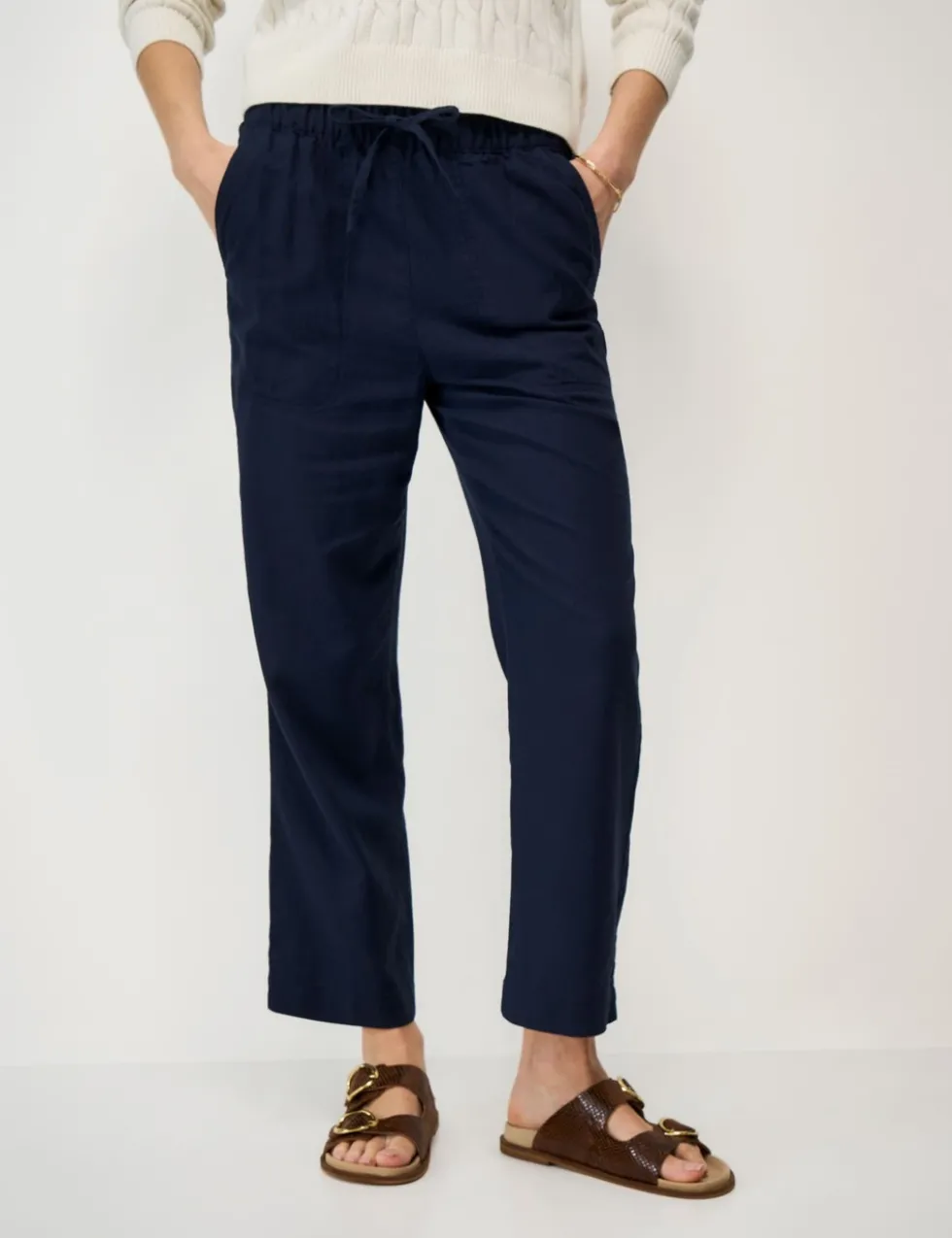 Linen Rich Drawstring Tapered Trousers