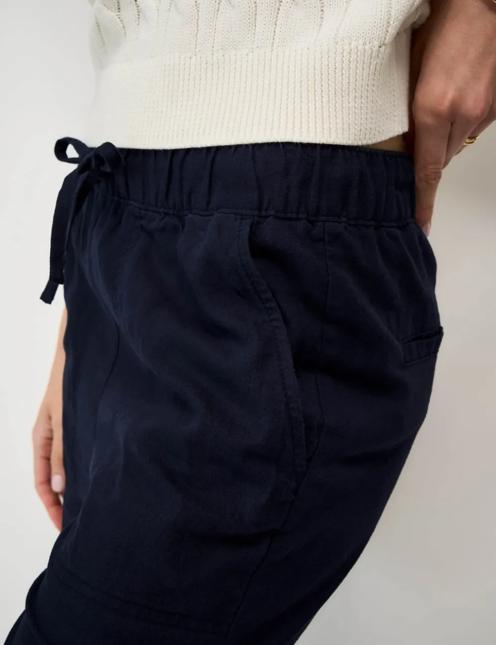 Linen Rich Drawstring Tapered Trousers