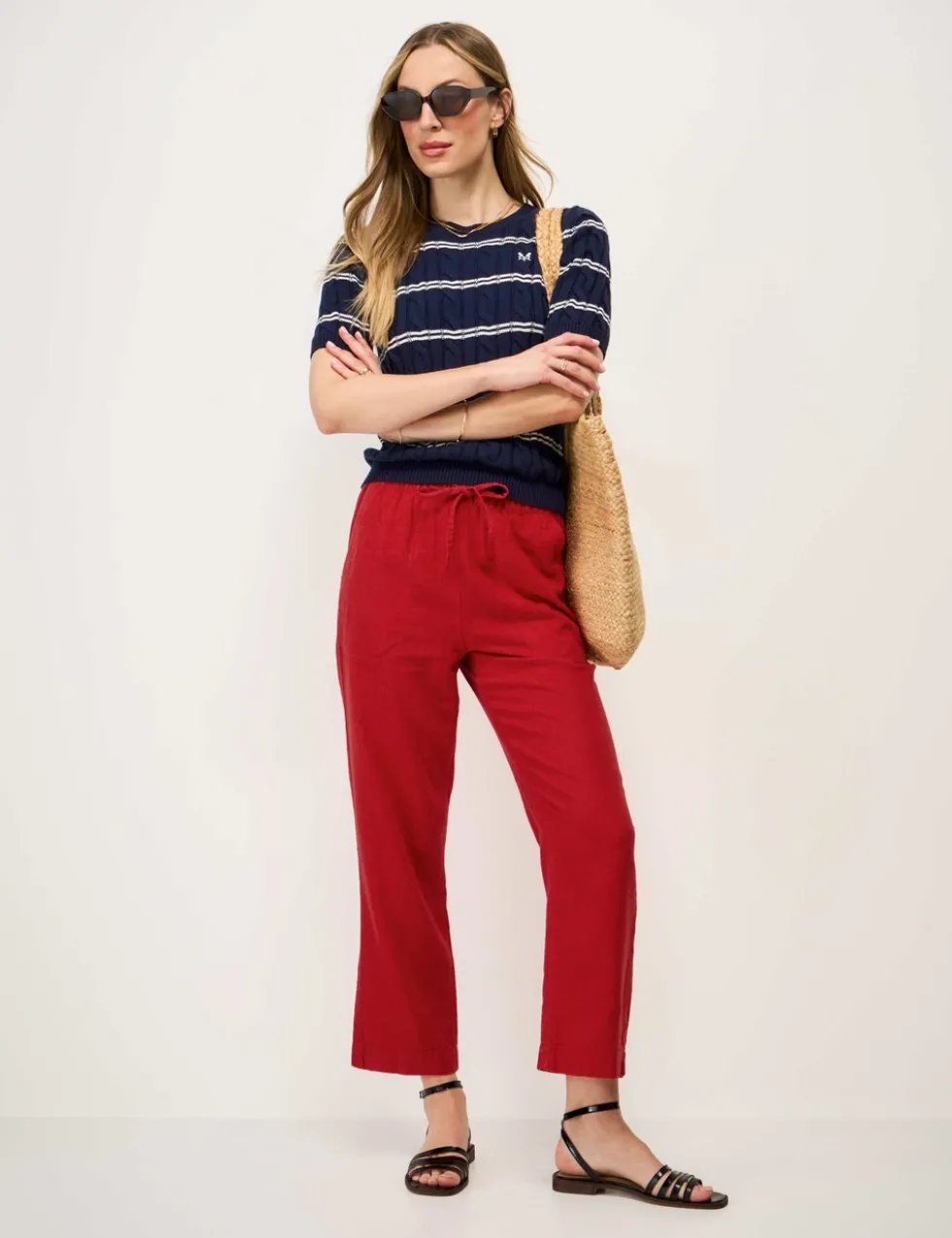 Linen Rich Drawstring Tapered Trousers
