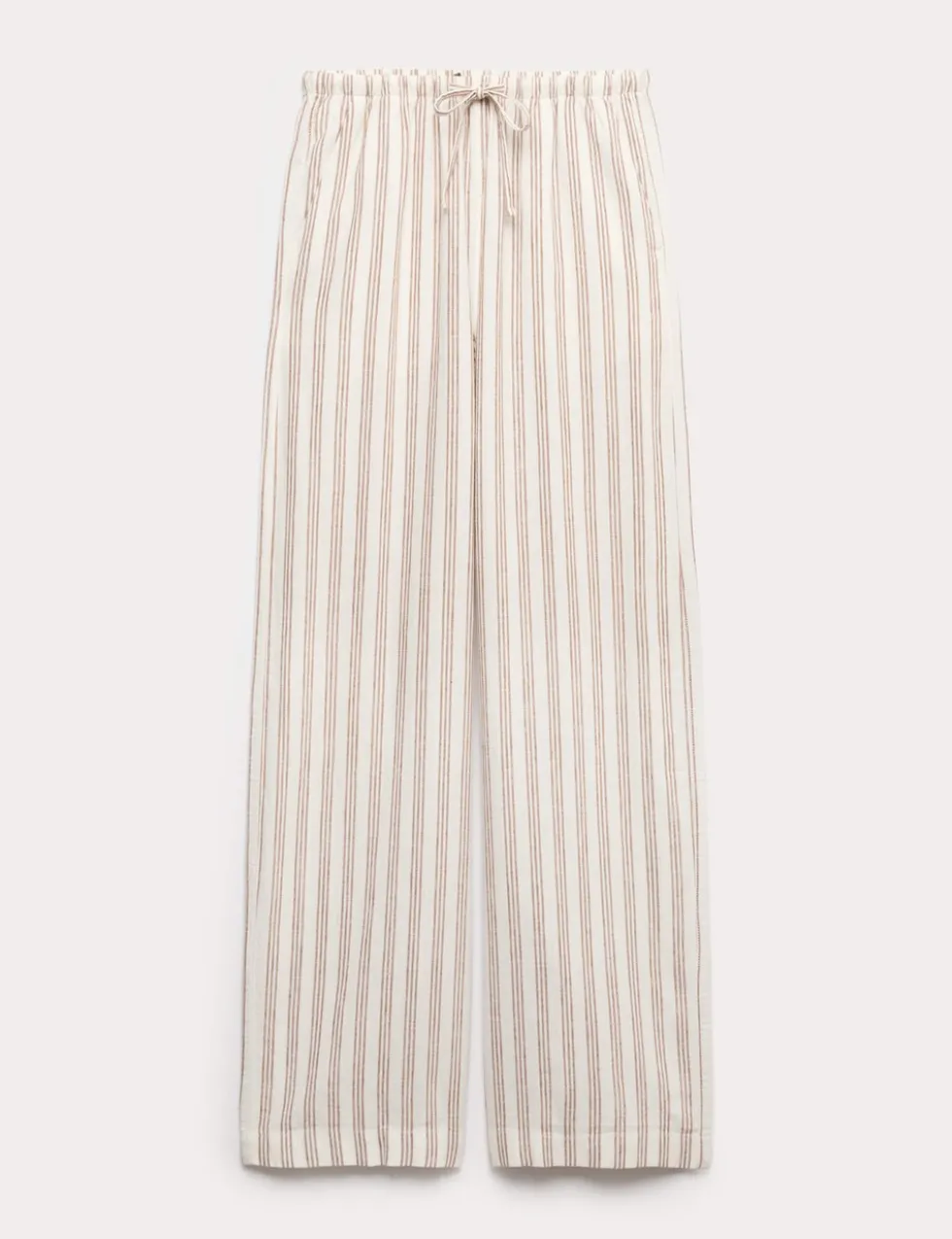 Linen Rich Drawstring Wide Leg Trousers