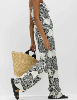 Linen Rich Drawstring Wide Leg Trousers