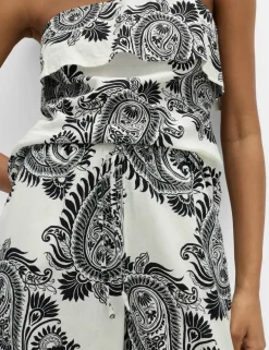 Linen Rich Drawstring Wide Leg Trousers