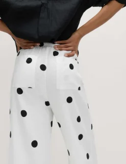 Linen Rich Drawstring Wide Leg Trousers