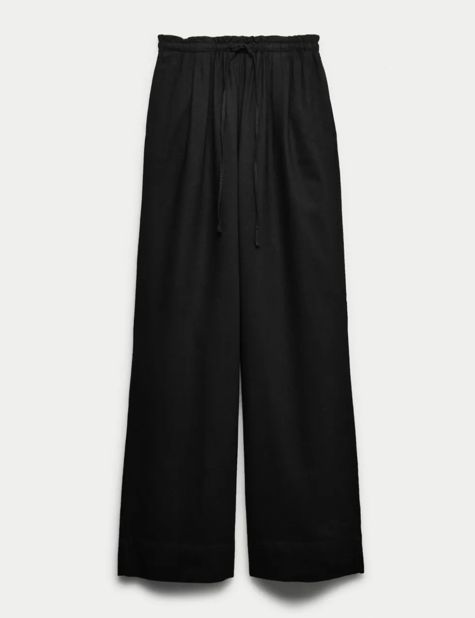 Linen Rich Drawstring Wide Leg Trousers