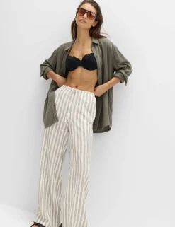 Linen Rich Drawstring Wide Leg Trousers