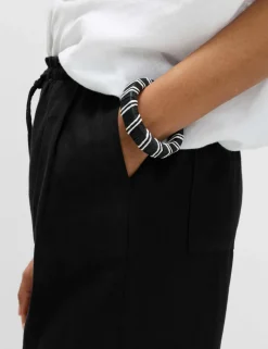 Linen Rich Elasticated Waist Tapered Trousers