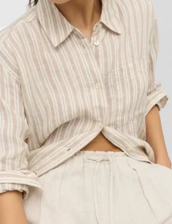 Linen Rich Elasticated Waist Tapered Trousers