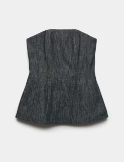 Linen Rich Fitted Bandeau Top