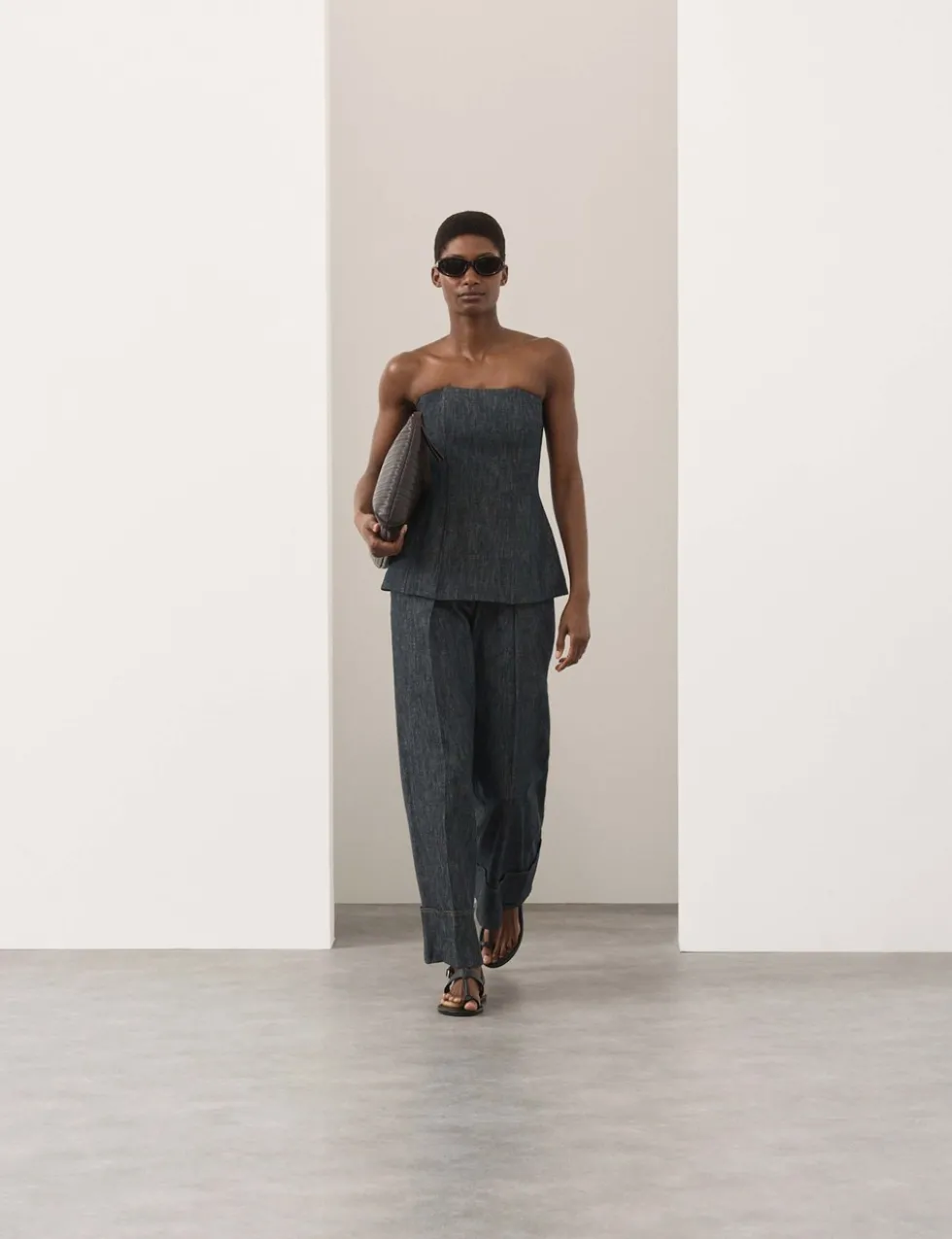 Linen Rich Fitted Bandeau Top