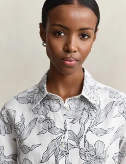 Linen Rich Floral Midi Shirt Dress