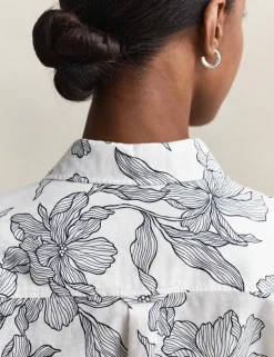 Linen Rich Floral Midi Shirt Dress