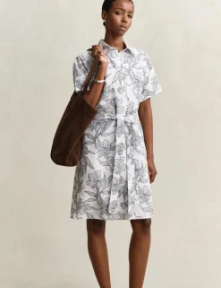 Linen Rich Floral Midi Shirt Dress
