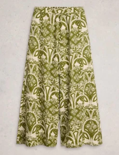 Linen Rich Floral Wide Leg Trousers
