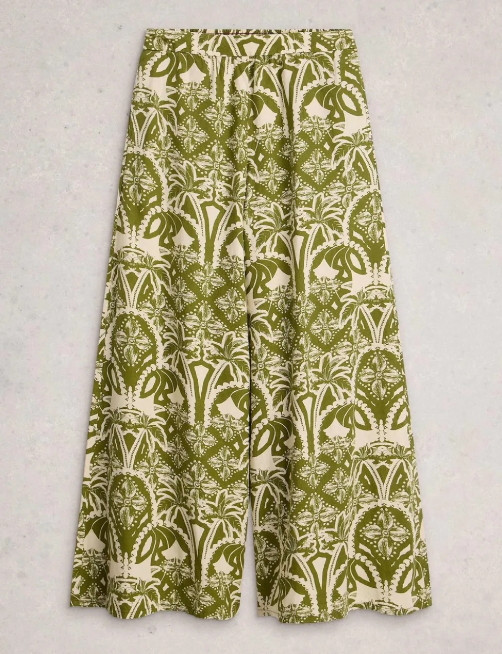 Linen Rich Floral Wide Leg Trousers